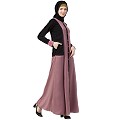 Dual colored front open abaya- Puce Pink-Black Dual colored front open abaya- Puce Pink-Black